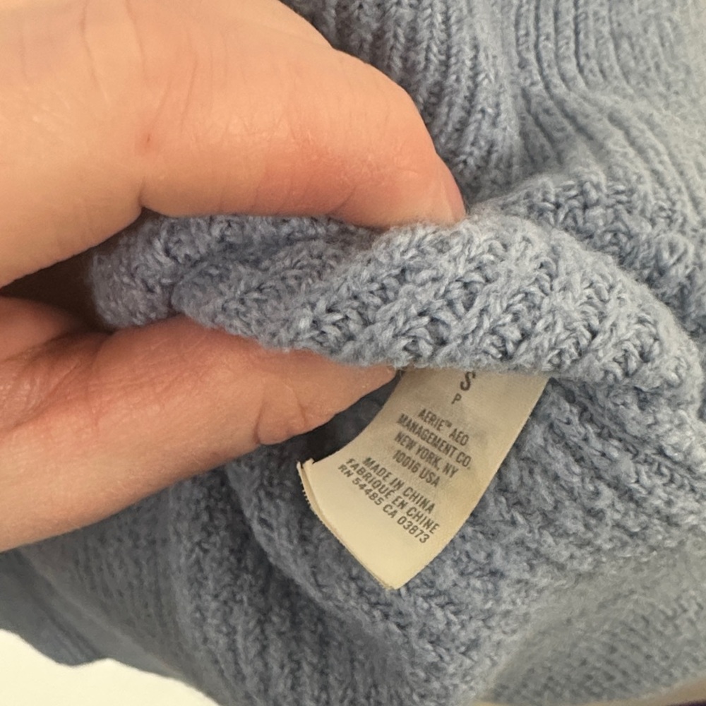 Aerie Blue Ribbed Knit Oversized Crewneck Sweater - Picture 4 of 9